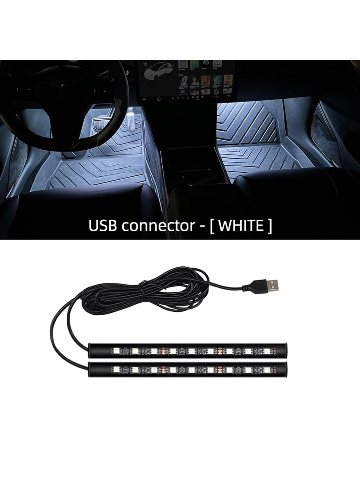 1Pc 2 in 1 USB Car Decorative Ambient Light