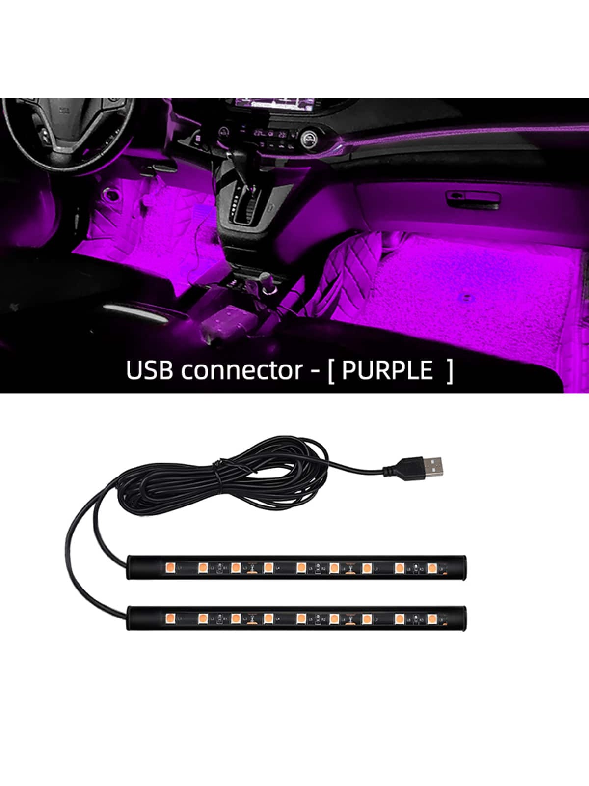 1Pc 2 in 1 USB Car Decorative Ambient Light