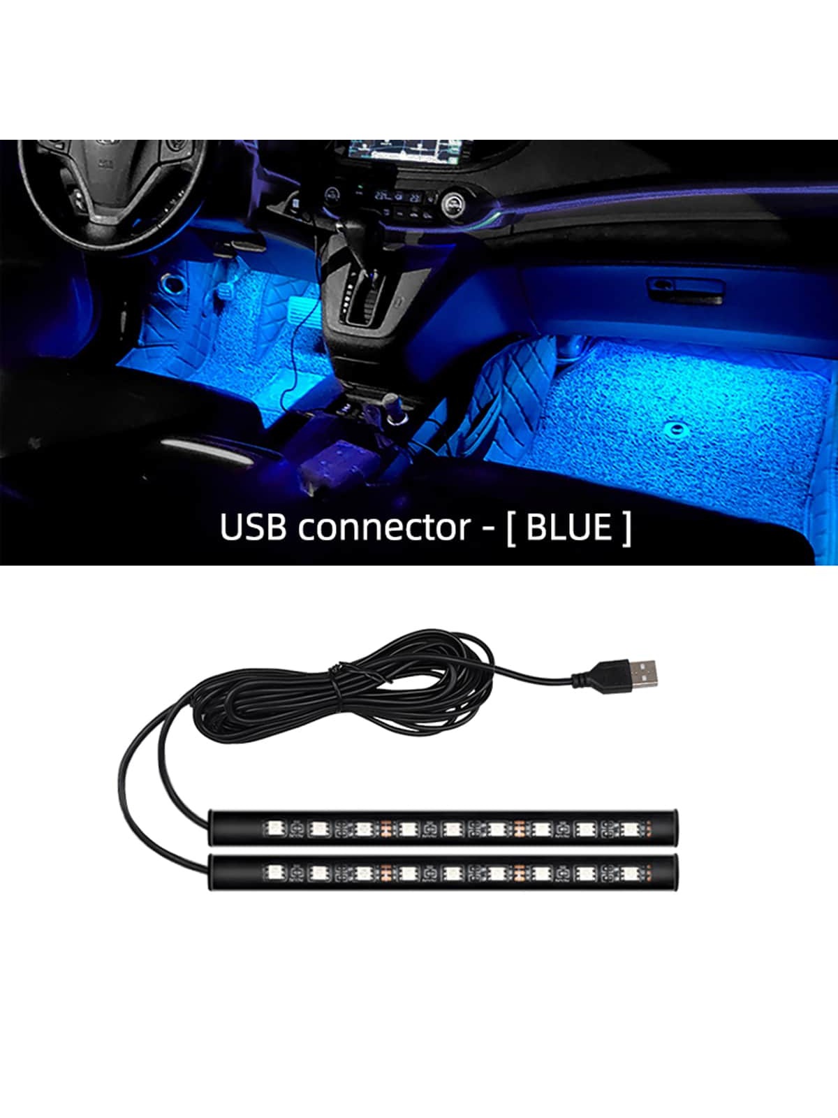 1Pc 2 in 1 USB Car Decorative Ambient Light