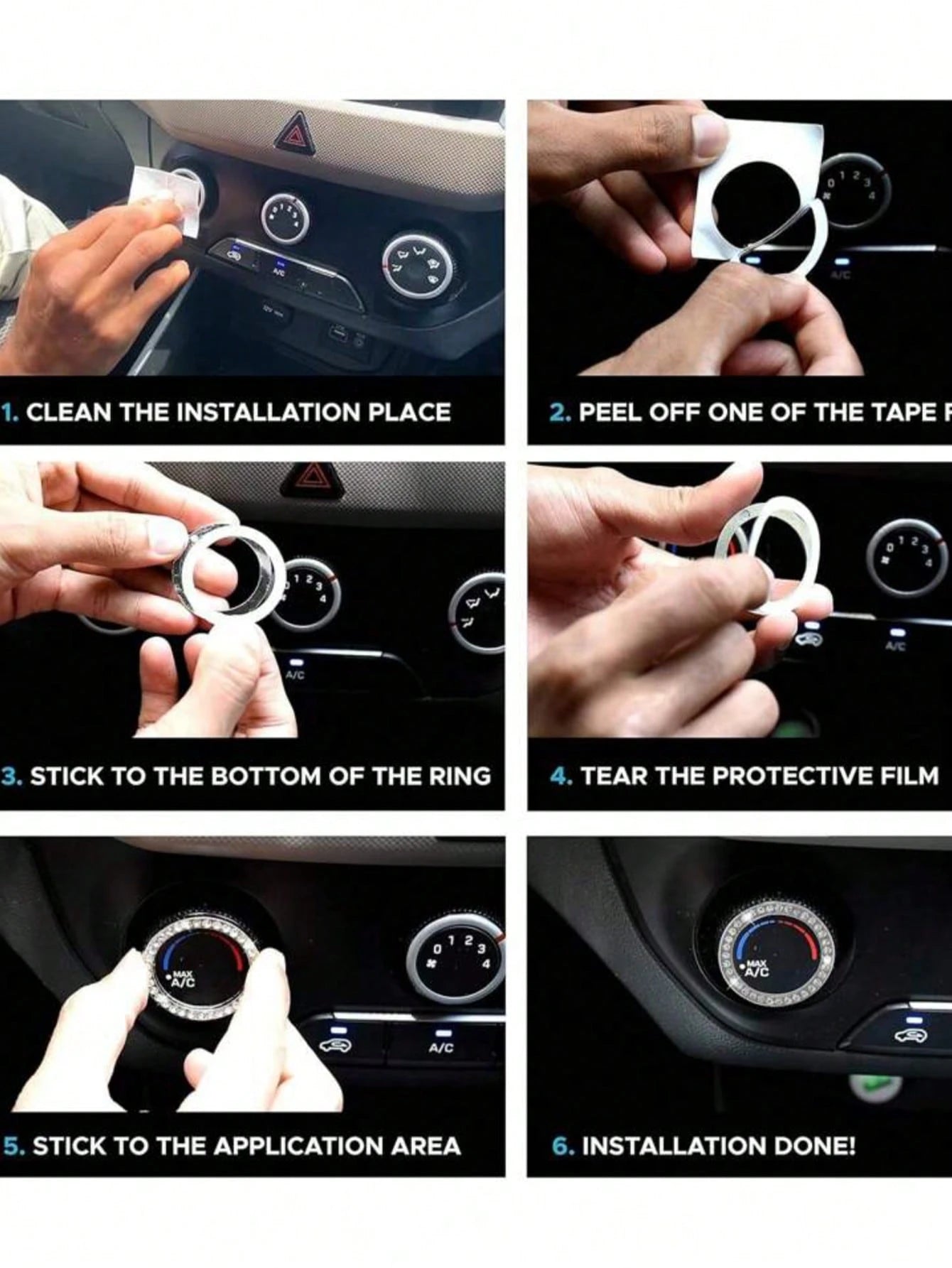 Universal Shiny Rhinestone Push-Start Accessory Decoration