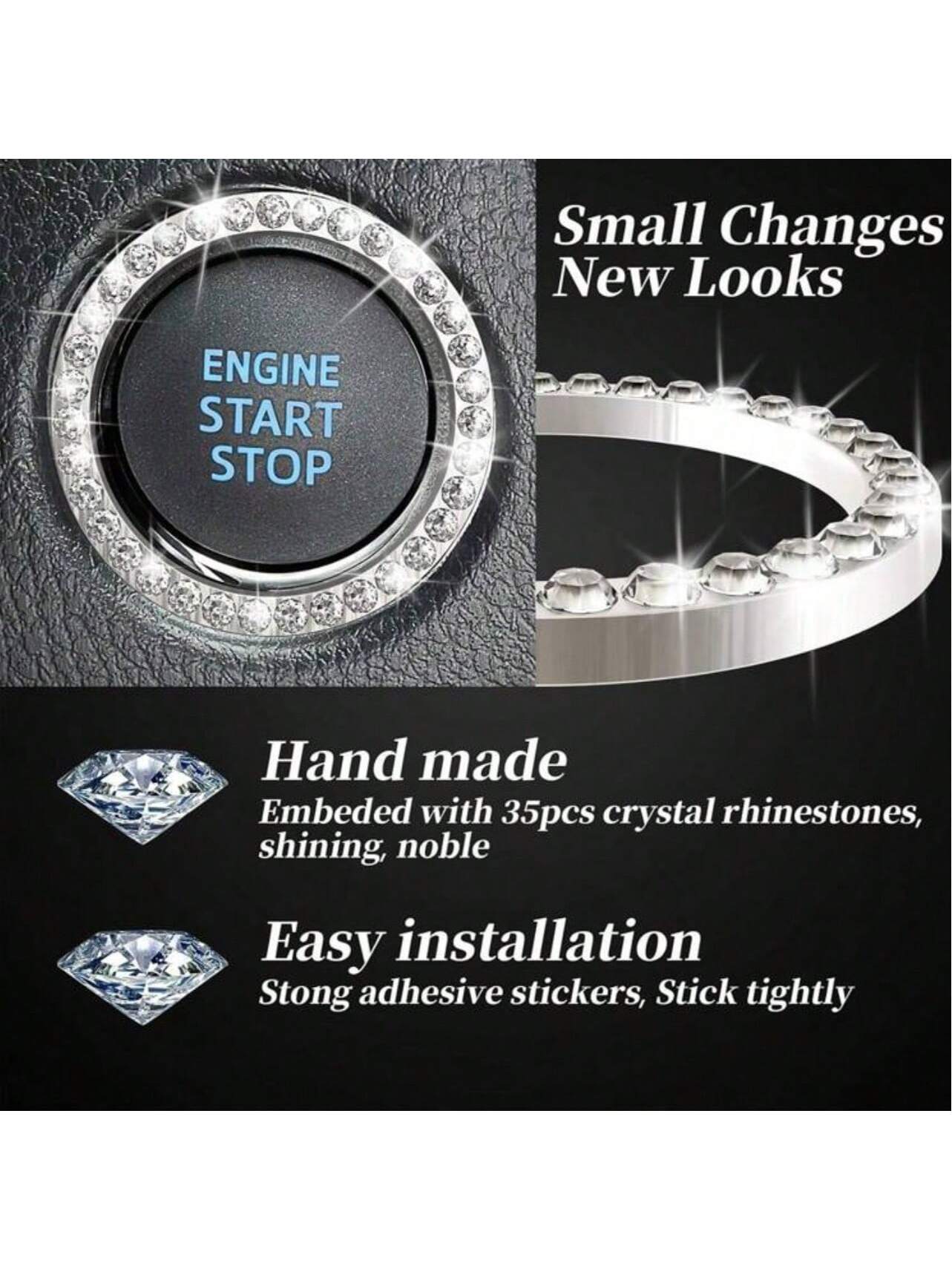 Universal Shiny Rhinestone Push-Start Accessory Decoration