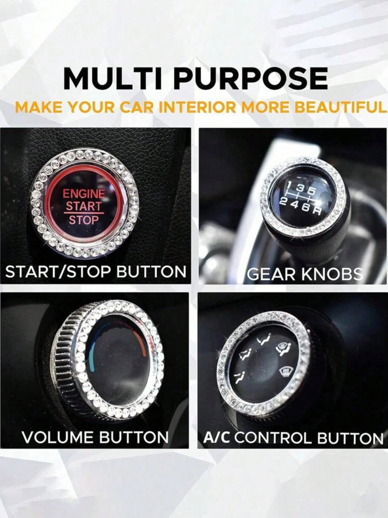 Universal Shiny Rhinestone Push-Start Accessory Decoration