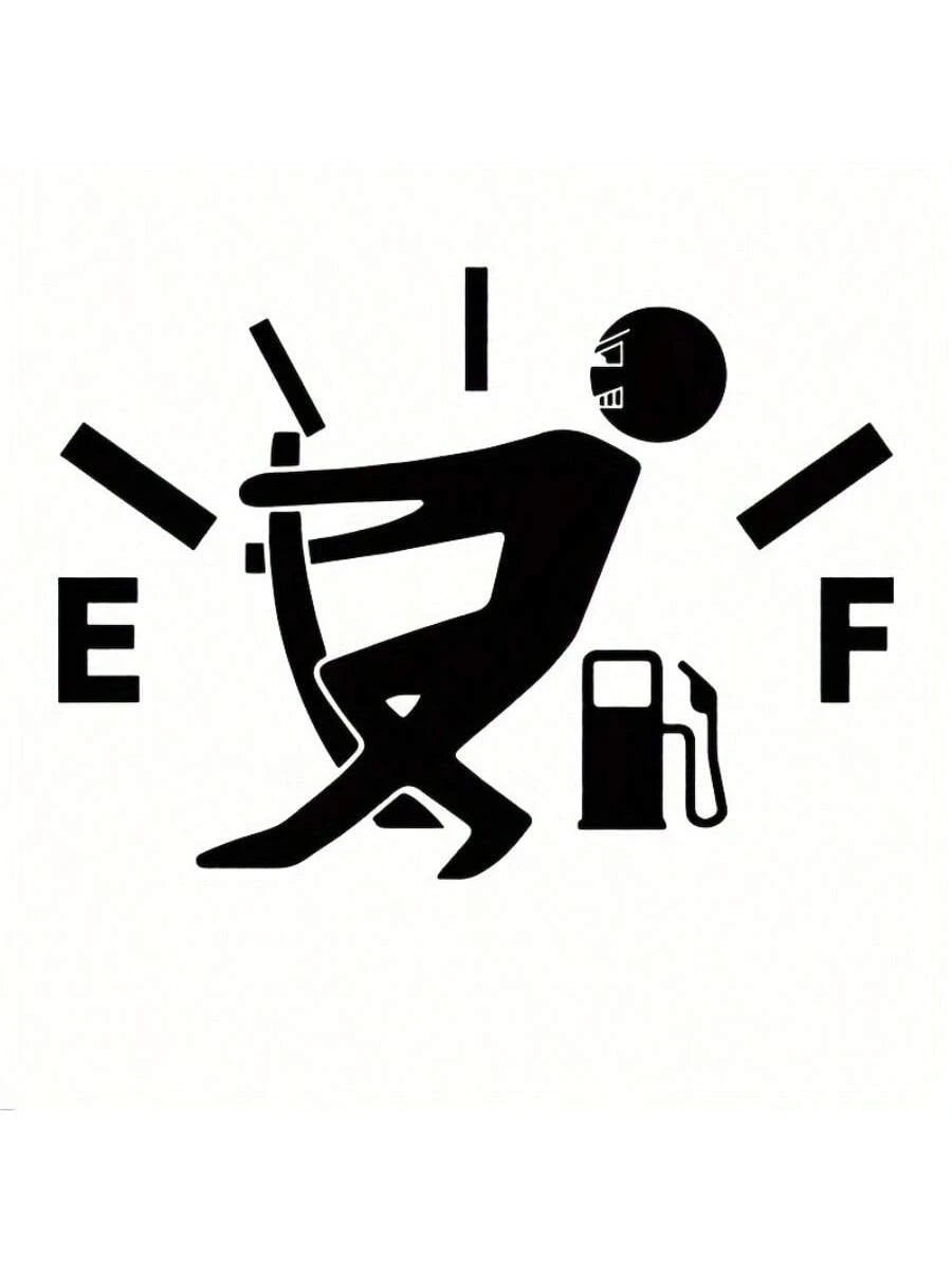 1Pc Funny Low Fuel Volume Reflective Car Sticker - Weathering Waterproof Polyurethane Matte Sticker, Self-Adhesive Cartoon Fuel Gauge Design, Reusable, No Residue Easy Sticker for Cars, Trucks, Motorcycles, Walls, Laptops