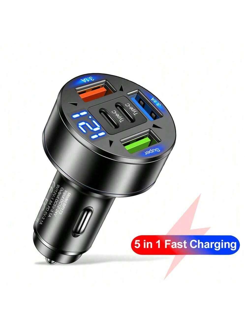 100W 3USB Type-C Fast Car Charger