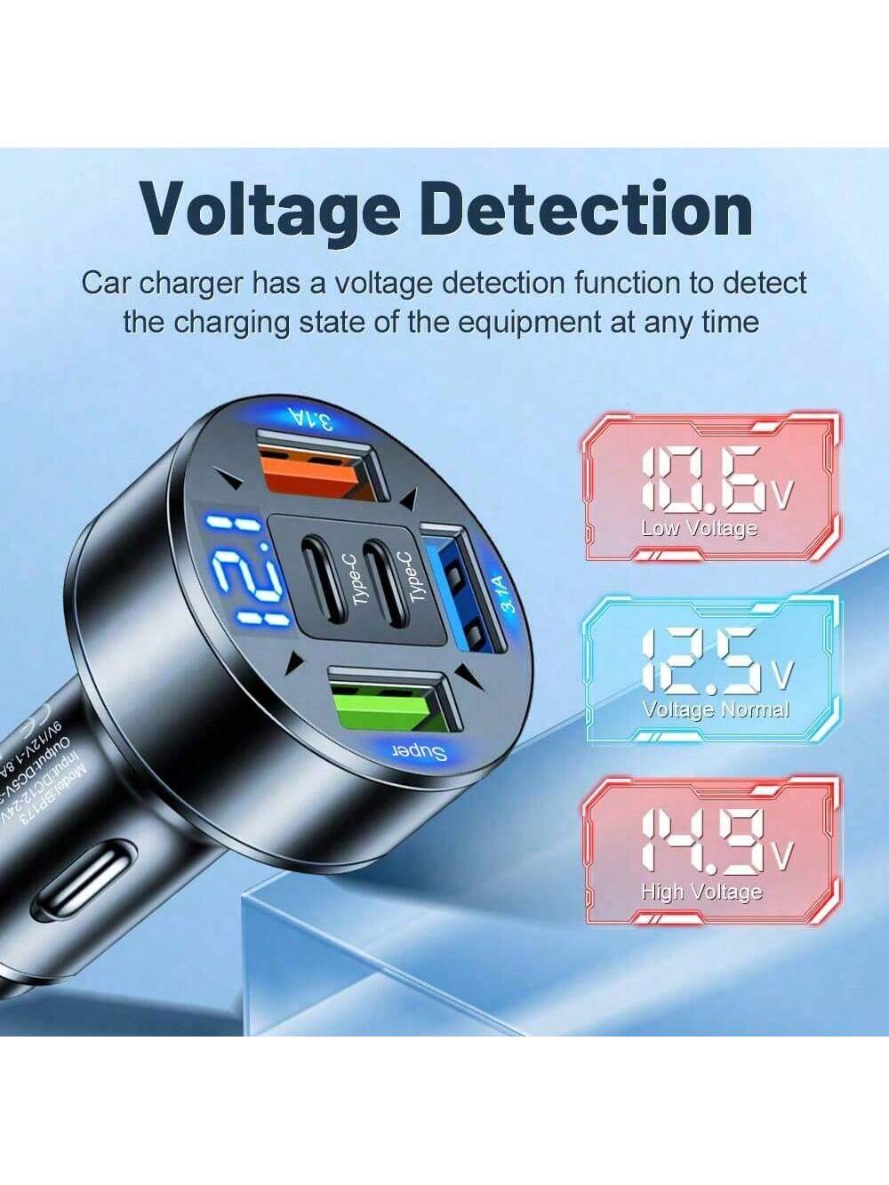 100W 3USB Type-C Fast Car Charger