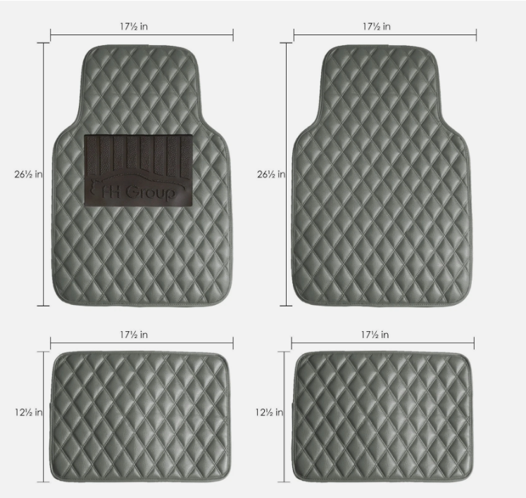 4PCS Universal Leather Diamond Stitched Floor Mats| Black
