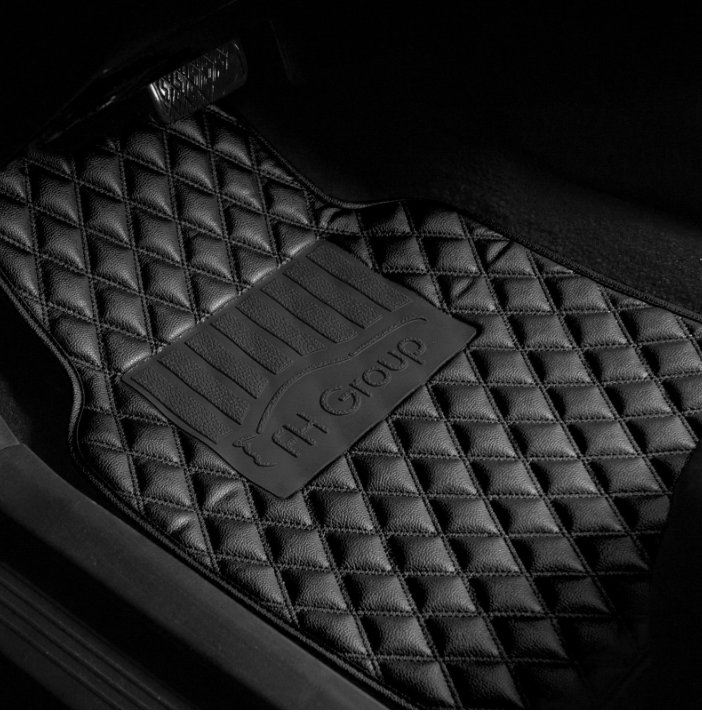4PCS Universal Leather Diamond Stitched Floor Mats| Black