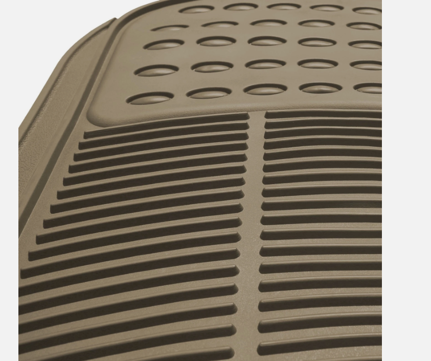 4PCS Universal All-Weather Floor Mats Beige + Free Hanging Air Scent