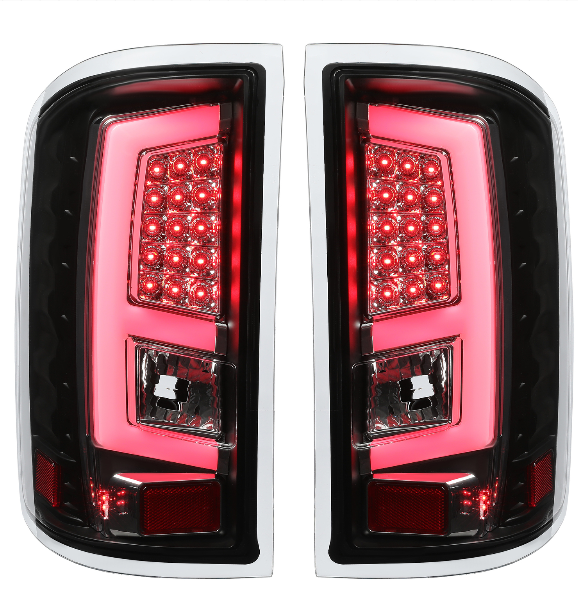 Black LED Bar Tail Light Lamps Clear for GMC Sierra 1500 2016-2018