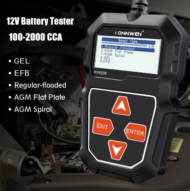 KONNWEI KW208 12V Car Battery Load Tester