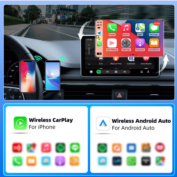 Wireless Apple CarPlay/ Android Auto Adapter – USB Dongle Converts Wired to Wireless | Plug & Play |