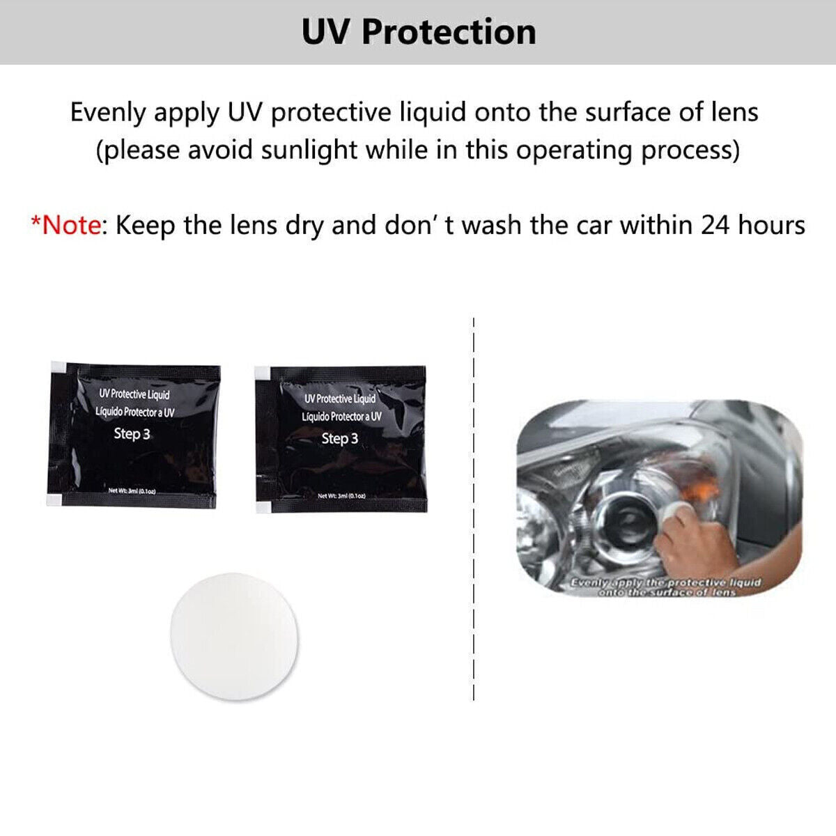 Headlight Lens Restoration Repair Kit + Polishing Cleaning Kit