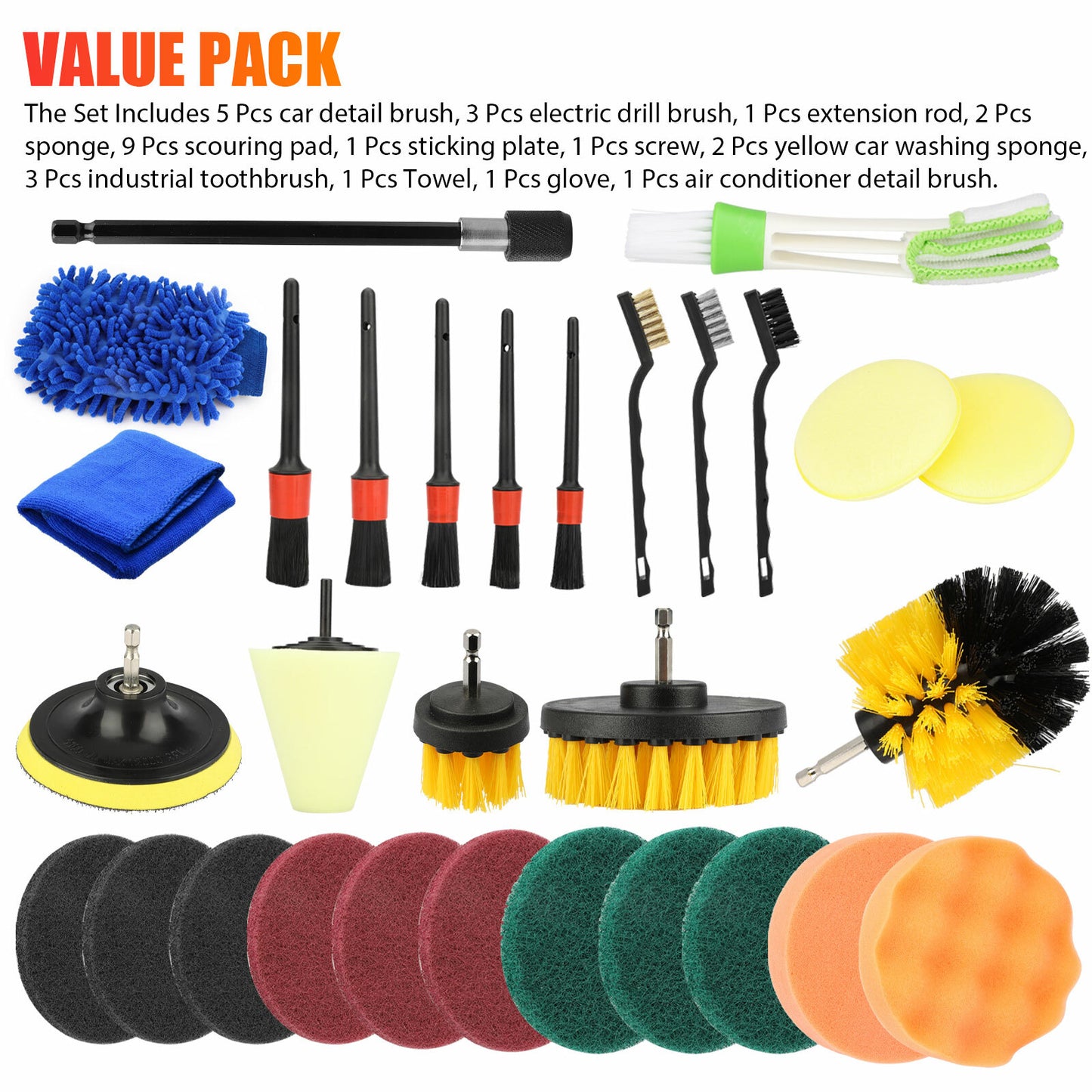 30Pcs Vehicle Detailing Kit