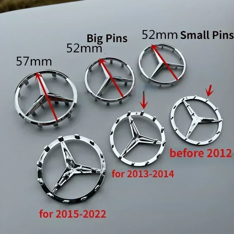 52/58Mm Steering Wheel Emblem with Pins Accessories for Mercedes Benz