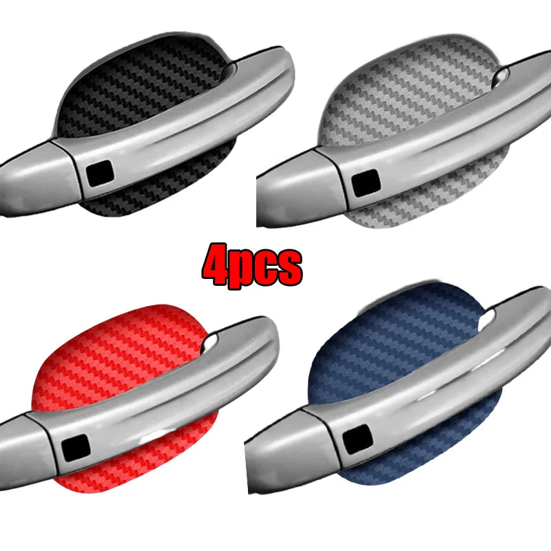 4Pcs Carbon Fiber Door Handle Well Protective Sticker