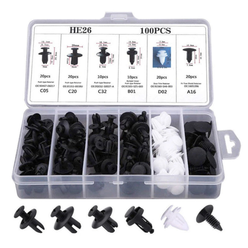 100Pcs Automotive Plastic Fastener Clips