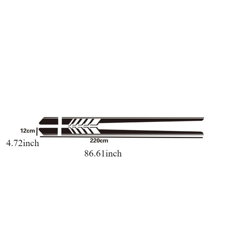 2PCS 220Cm*12Cm Racing Side Skirt Decal Stickers