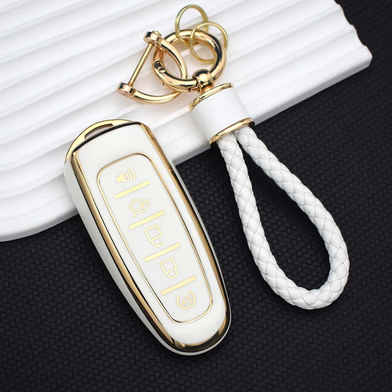5 Button TPU Key Fob Cover for Ford Edge Explorer Escape Focus Taurus Flex| Lincoln MKS MKT MKX MKZ