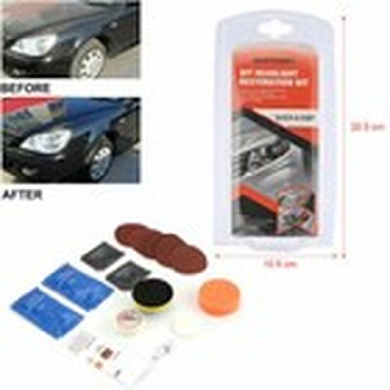 Headlight Lens Restoration Repair Kit + Polishing Cleaning Kit