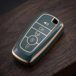 Grey and gold 5-button Ford key fob cover