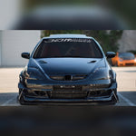 Glossy gray JDM racing windshield banner decal on a tuned coupe