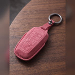 Red suede 5-button Ford key fob cover