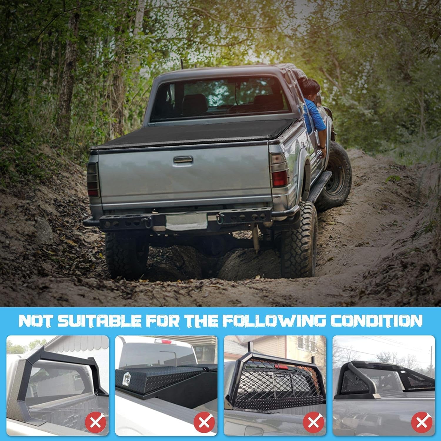 Truck Bed Tonneau Cover Compatible with Dodge Ram 1500 Classic(2002-2024), 2500&3500(2003-2024) 6.4 Ft Standard Box W/O Rambox, Soft Roll up Style, NOT for 19-24 1500 New Body