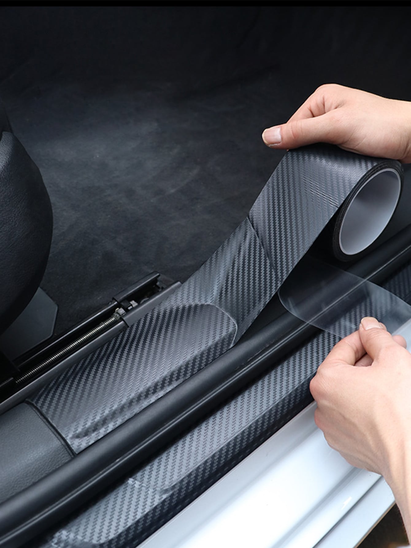 1 Roll Carbon Fiber Car Door Sill Wrap (7CM W x 3M L)