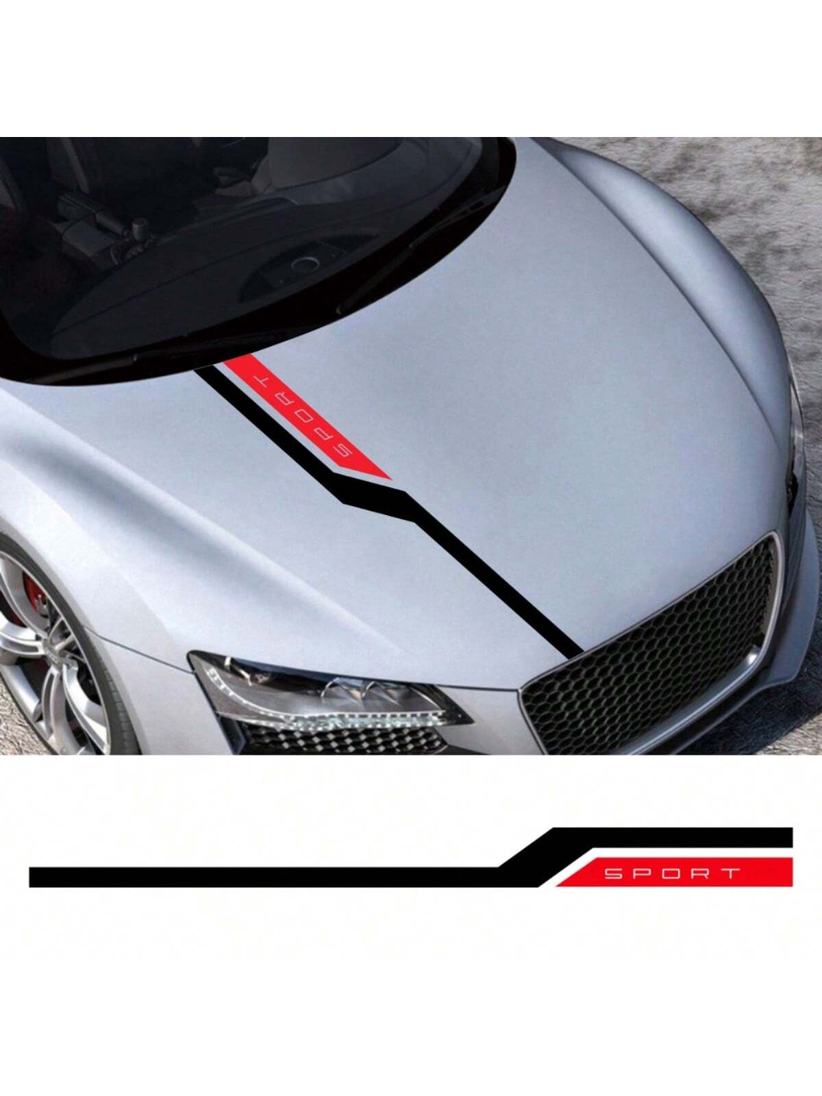 Sporty Striped Hood Sticker/Decal Adhesive