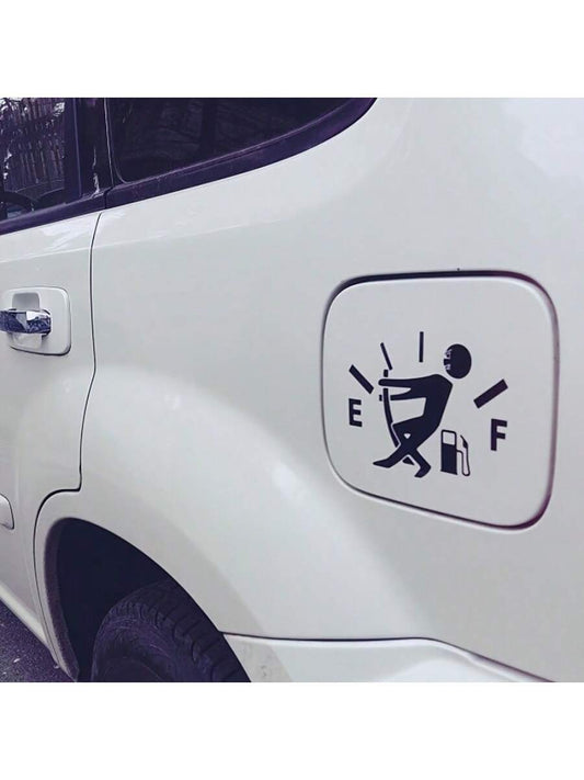 1Pc Funny Low Fuel Volume Reflective Car Sticker - Weathering Waterproof Polyurethane Matte Sticker, Self-Adhesive Cartoon Fuel Gauge Design, Reusable, No Residue Easy Sticker for Cars, Trucks, Motorcycles, Walls, Laptops