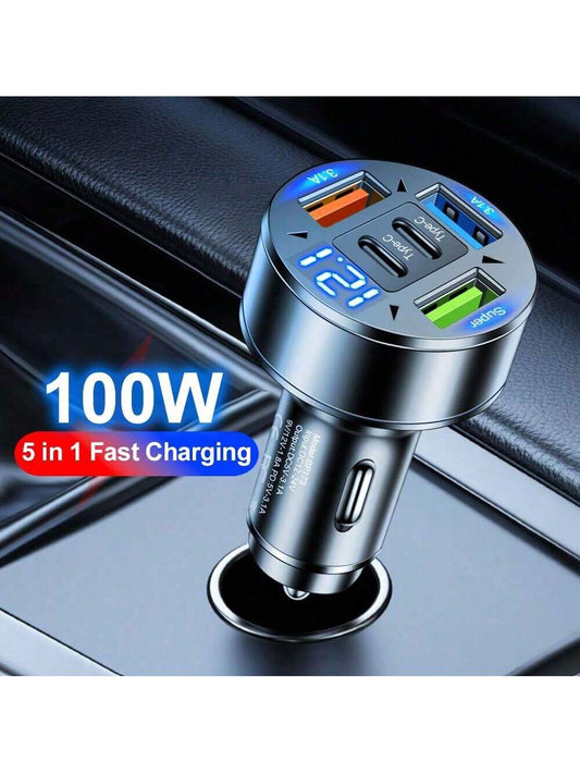 100W 3USB Type-C Fast Car Charger