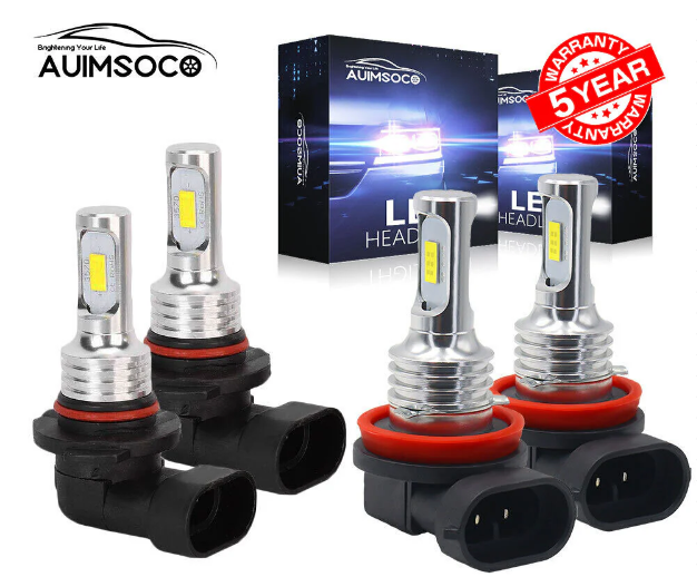 H11/9005 High + Low Beam Led Light Bulb Sets (4x)