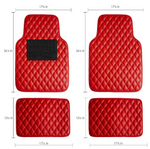 4PCS Universal Leather Diamond Stitched Floor Mats| Red
