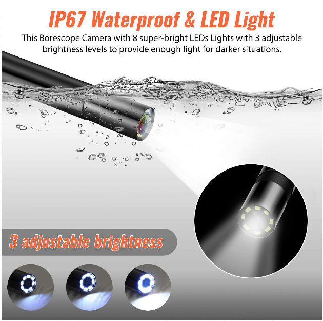 1080P HD LED l Endoscope Borescope 8Mm Inspection Flexible Camera