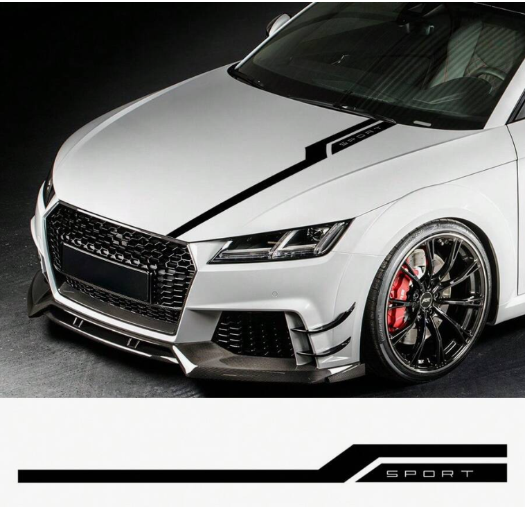 Sporty Striped Hood Sticker/Decal Adhesive