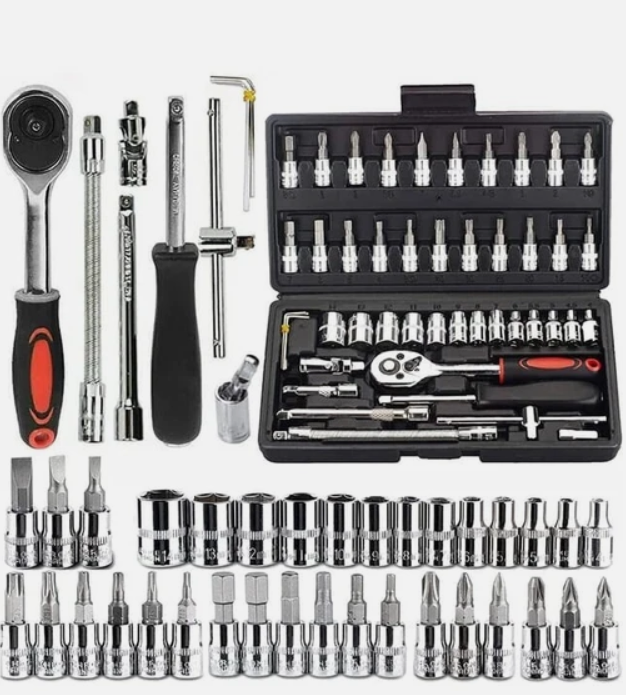 46Pcs 1/4" Socket Set Drive Kit