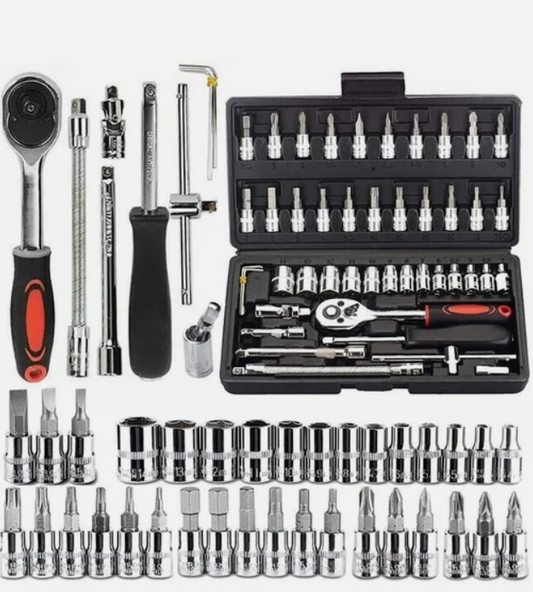 46Pcs 1/4" Socket Set Drive Kit