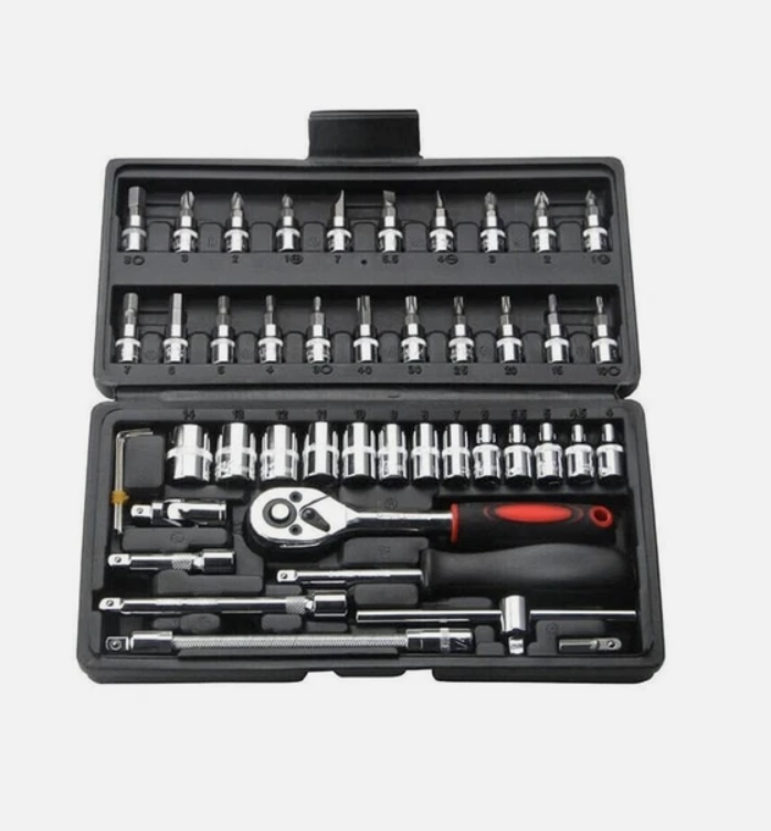 46Pcs 1/4" Socket Set Drive Kit