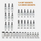46Pcs 1/4" Socket Set Drive Kit