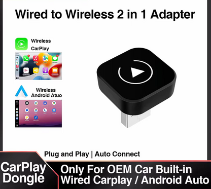 2In1 Wireless Apple Carplay/ Android Auto Wireless Converter 