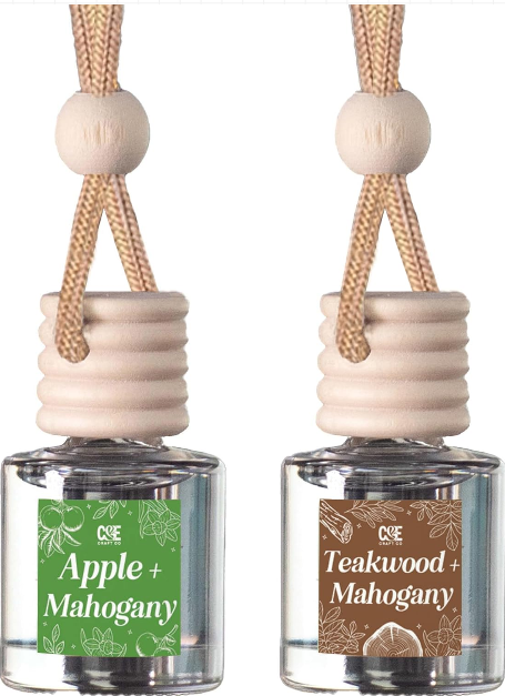 2PC Hanging Car Air Freshener Oil Diffuser – Long Lasting Fragrance Bottle | Rearview Mirror |