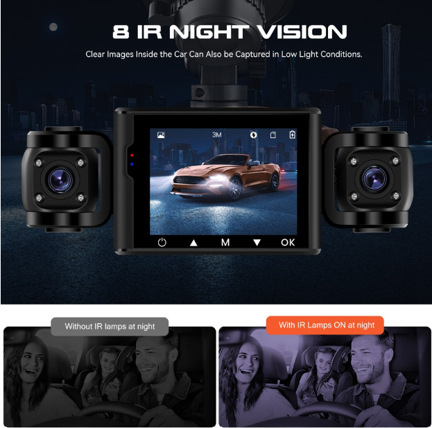 1080P Dash Cam (Front * Interior) – Full HD Car Camera with Night Vision & Loop Recording |