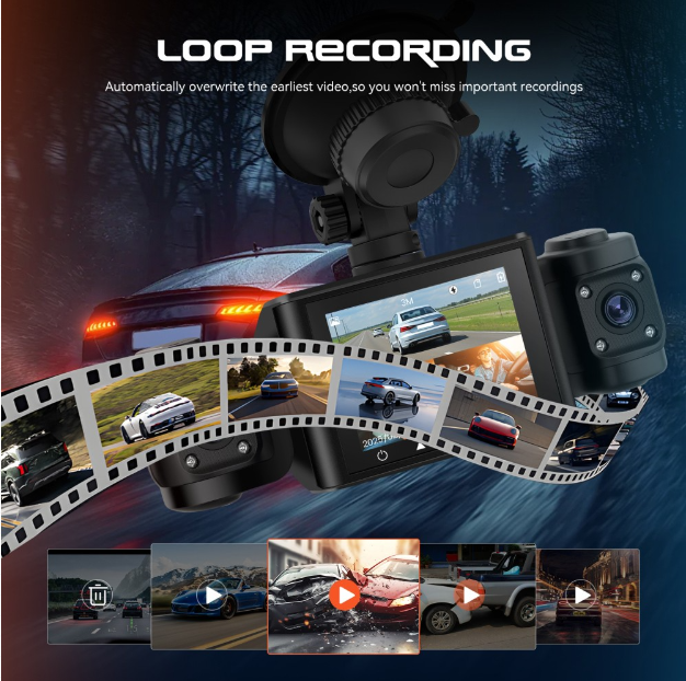 1080P Dash Cam (Front * Interior) – Full HD Car Camera with Night Vision & Loop Recording |