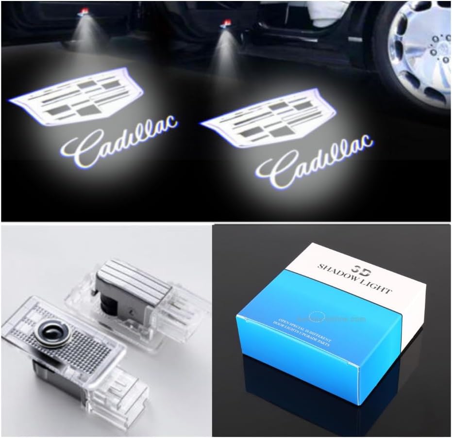 s LED Door Logo Projector for Cadillac SRX CT6 XTS ATS XT4 XT5 XT6 Dual Plug Puddle Lights for Cadillac Welcome Courtesy Lights Auto Accesories