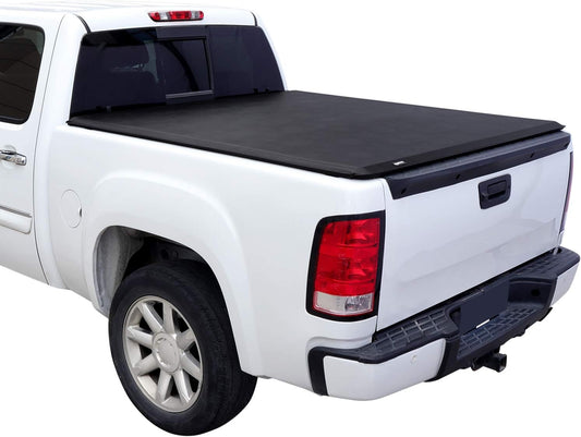 Soft Roll-Up Truck Bed Tonneau Cover for 2014-2019 Chevy Silverado, GMC Sierra 1500, 2015-2018 Silverado Sierra 2500 3500 HD, Fleetside, Bed Length 6.5'