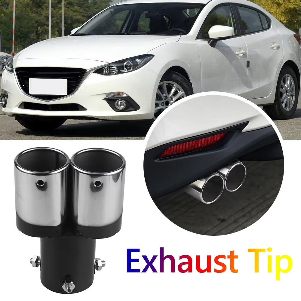 Universal Car Exhaust Muffler Exhaust Pipe Tail Throat Stainless Steel Car Muffler Tip Chrome round Pipe Exhaust Tail Muffler