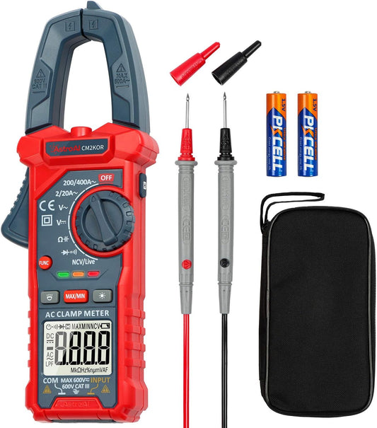 Digital Clamp Meter Multimeter 2000 Counts Amp Voltage Tester Auto-Ranging with AC/DC Voltage, AC Current, Resistance, Capacitance, Continuity, Live Wire Test, Non-Contact Voltage Detection