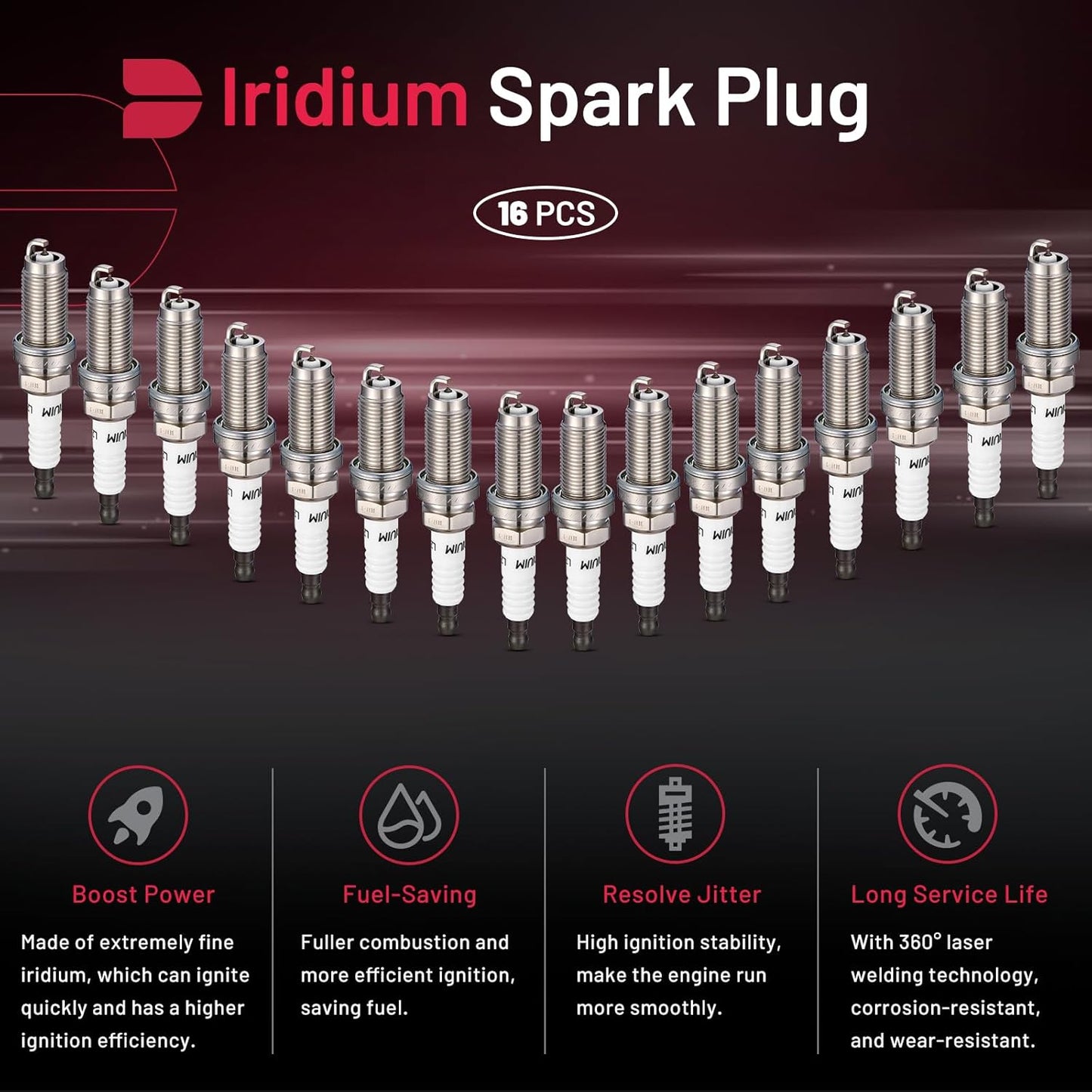 4024123628 Iridium Spark Plugs Compatible with 2011-2021 Ram 1500 Big Horn Crew Cab Pickup 4-Door 5.7L V8 GAS OHV Naturally Aspirated Set of 16