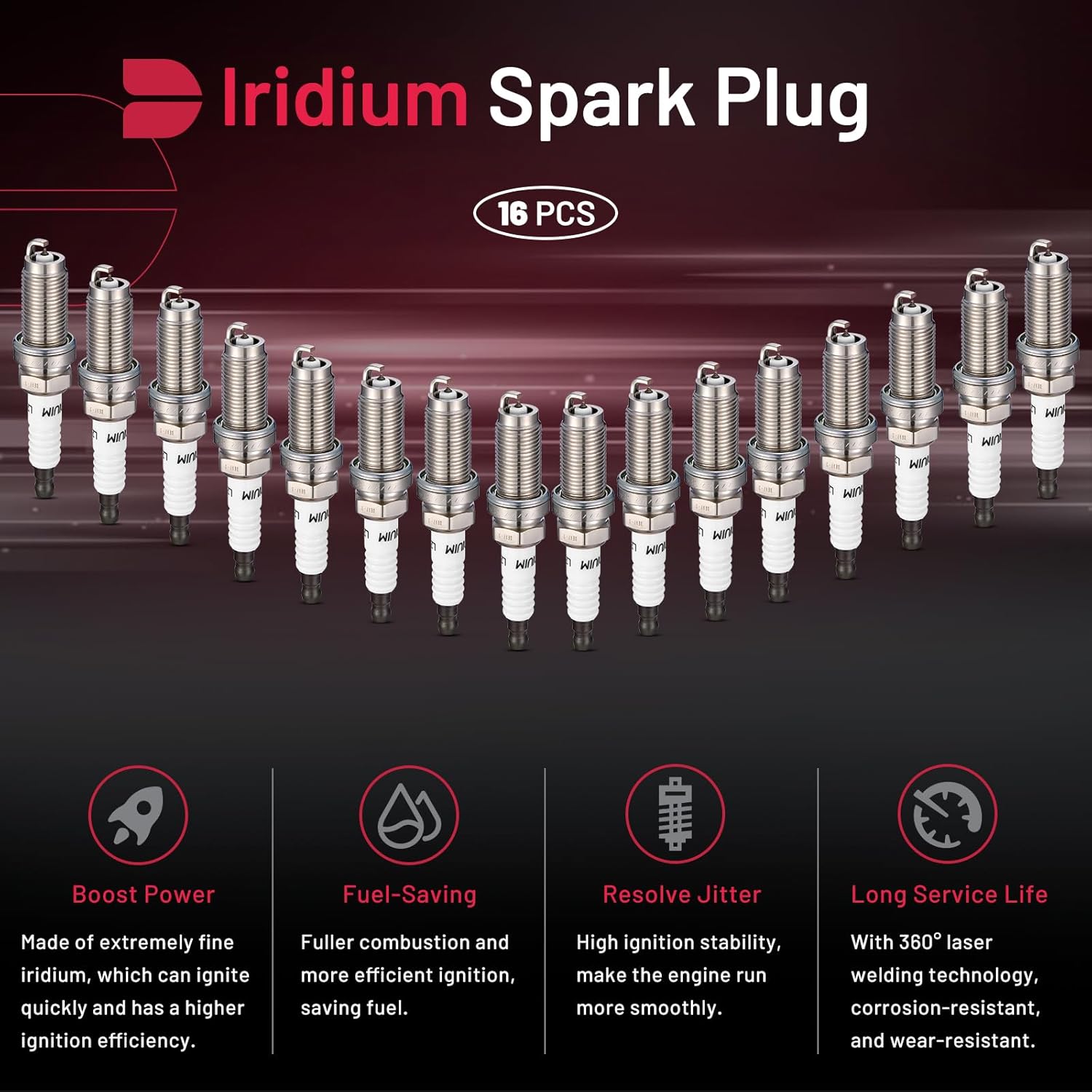 4024123628 Iridium Spark Plugs Compatible with 2011-2021 Ram 1500 Big Horn Crew Cab Pickup 4-Door 5.7L V8 GAS OHV Naturally Aspirated Set of 16