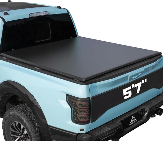 Truck Bed Tonneau Cover Compatible with Dodge Ram 1500(2009-2024) Classic&New 5.7 Ft Short Box W/O Rambox, Soft Roll up Style